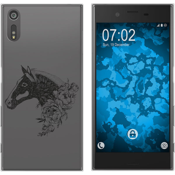 Xperia XZs Silikon-Hülle Floral Pferd M5-1 Case