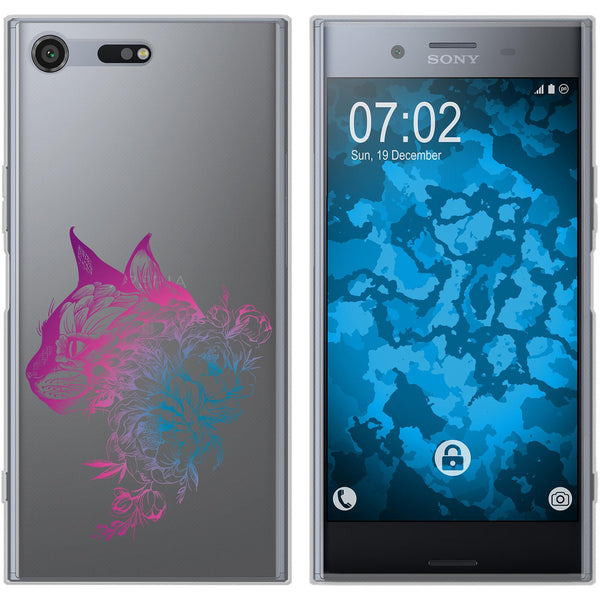 Xperia XZ Premium Silikon-Hülle Floral Katze M2-6 Case