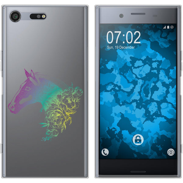 Xperia XZ Premium Silikon-Hülle Floral Pferd M5-4 Case