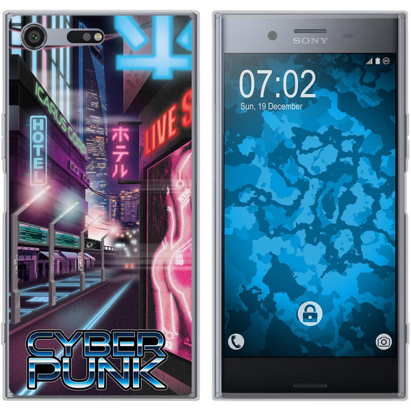 Xperia XZ Premium Silikon-Hülle Retro Wave Cyberpunk.01 M4 C