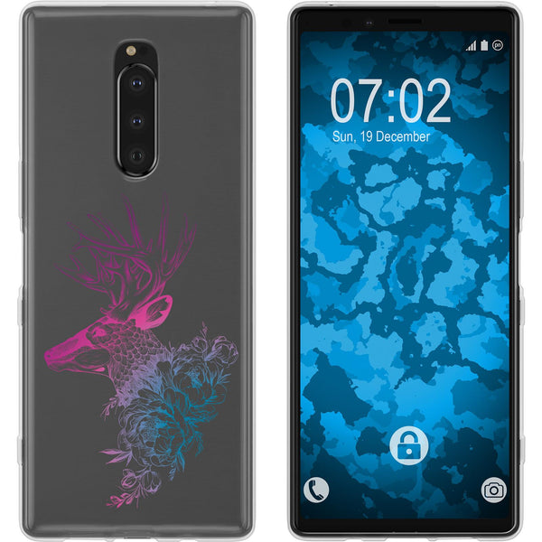 Xperia 1 Silikon-Hülle Floral Hirsch M7-6 Case