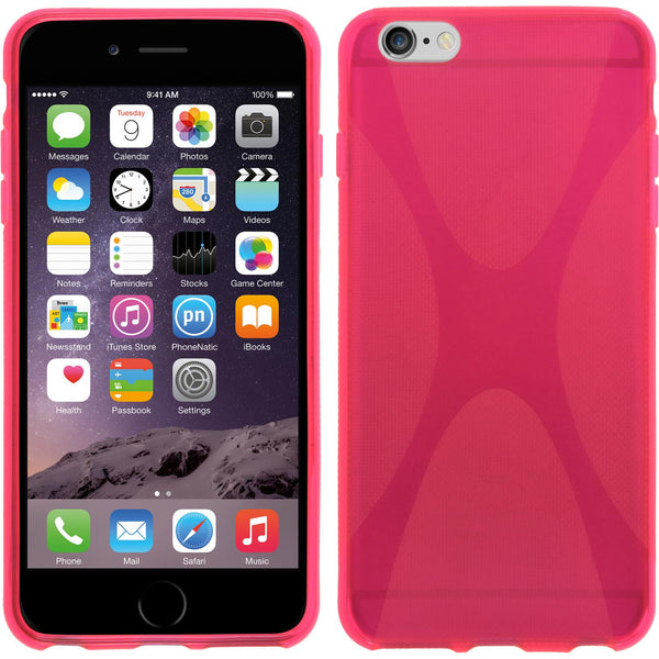 PhoneNatic Case kompatibel mit Apple iPhone 6s / 6 - pink Silikon Hülle X-Style + 2 Schutzfolien